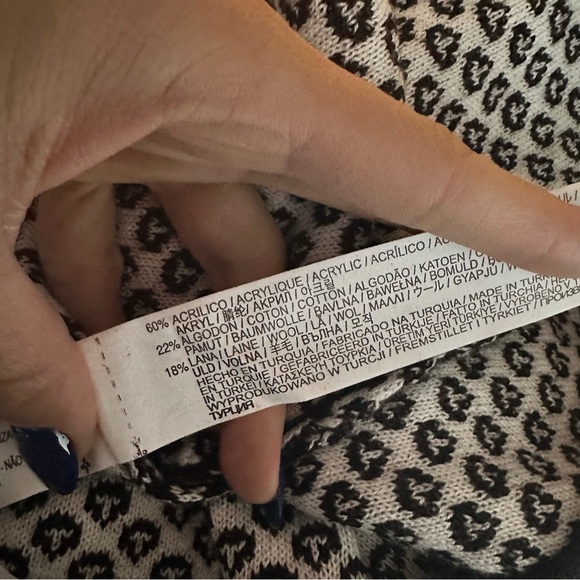 Zara Knitted Dress Turtle Roll Neck Pattern Black White Print Knit size small - Picture 5 of 7